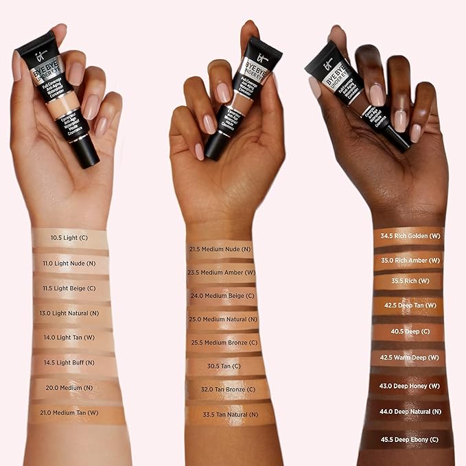 IT Cosmetics Makeup Set - Includes Supersize Bye Bye Under Eye Concealer (42.5 Deep) + Heavenly Luxe Complexion Perfection Concealer Brush (1 fl oz) - with Collagen, Hyaluronic Acid & Antioxidants
