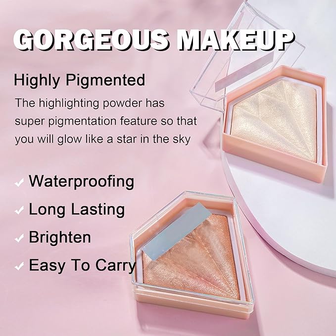 White Highlighter Makeup Palette Face Highlighter Powder Iluminadores De Maquillaje Narutal Shimmer Glitter Highlighter Contour Powder Makeup Palette-04 Ginger Color