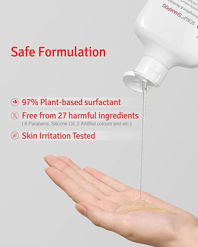 Scalp+ Shampoo for DHT Blocker, Hair Loss Relief - Moisture Anti-Aging Thickening Volumizing Fortifying & Repairing Hair Strength Fuller Hair with Vitamin C, Peptides, Biotin, 10.14 fl.oz.