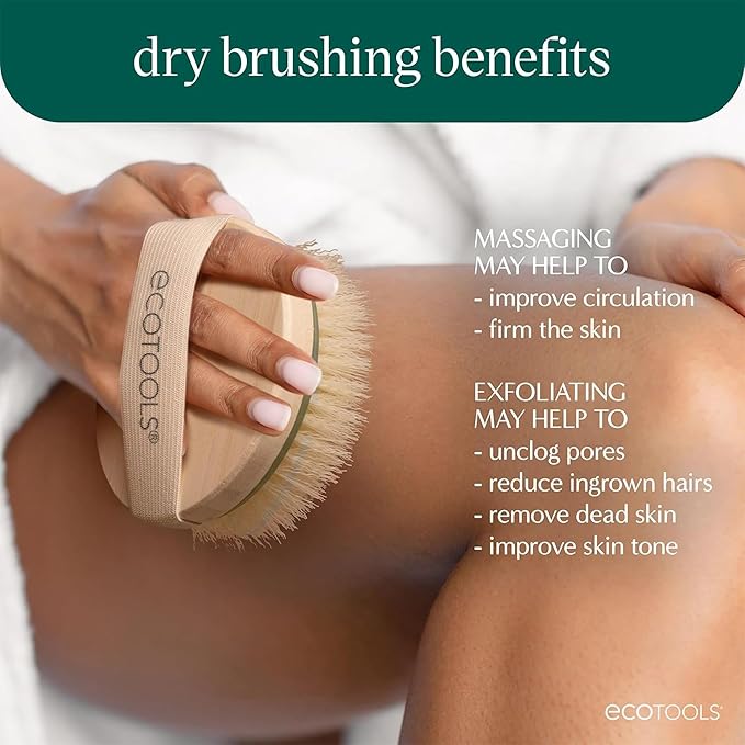 EcoTools Deep Cleansing Facial Brush, Makeup Remover Tool + Dry Brushing Body Brush for Circulation, Cellulite Massage, Dead Skin Removal, Self-Care Gifts