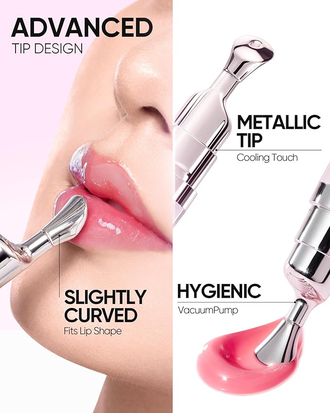 Hydrating Brightening Lip Serum, Nourishing Hydration Tinted Lip Stain, Plumping Lip Gloss with Polypeptide Squalane (01 Baby Pink)