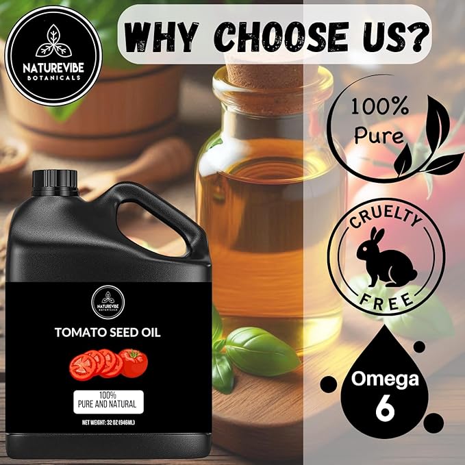 Naturevibe Botanicals Tomato Oil 32 Ounces | 100% Pure and Natural | Great for Skin Care and Hair Care