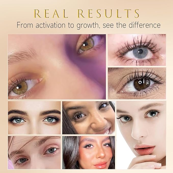 Eyelash Growth Serum – 15 Plant Extracts for Longer, Denser & Robust Lashes,Boosts Natural Lash Development,eyelash serum,Enhance Natural Beauty, Hypoallergenic Oil Free,lash growth serum（Black-Gold）