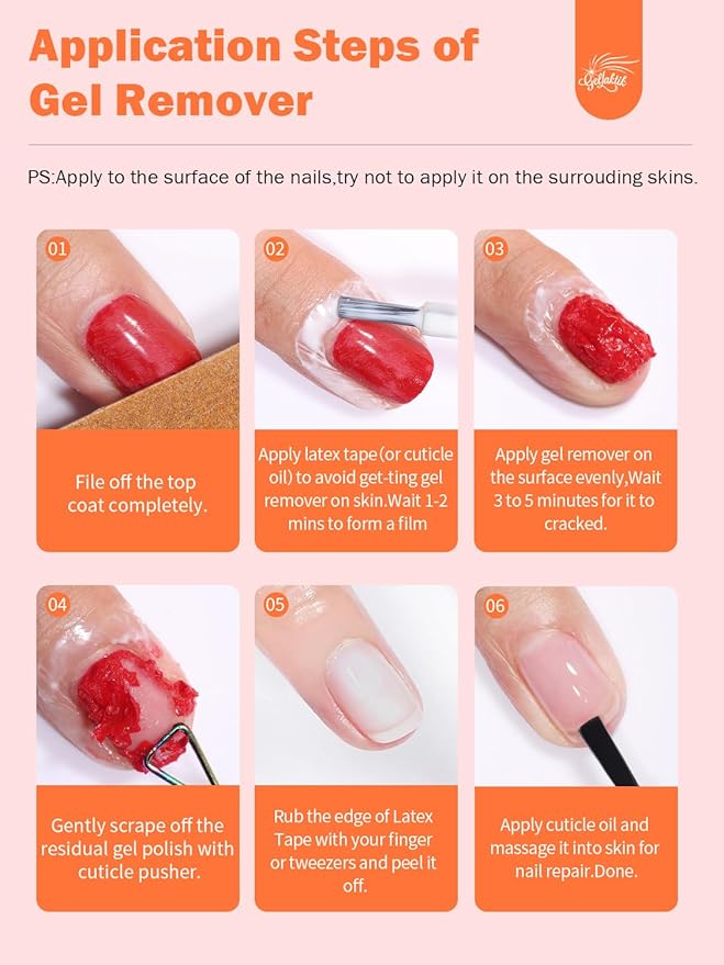 Gel Nail Polish Remover, 2 Pack × 15ml acetone-free Formula Remove Gel Polish for Nails, Quick & Easy Remove in 3-5 Minutes, NO Need Soaking or Foil Wrapping for Nails