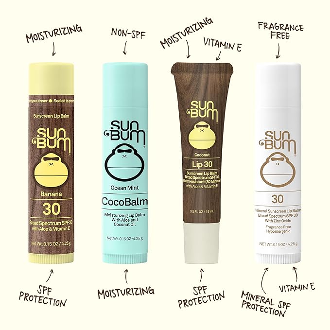 Sun Bum SPF 30 Sunscreen Coconut Lip Balm Sunscreen - Broad Spectrum Moisturizing with Aloe & Vitamin E - Hawaii 104 Act Compliant (Made Without Octinoxate & Oxybenzone) - 0.5 oz
