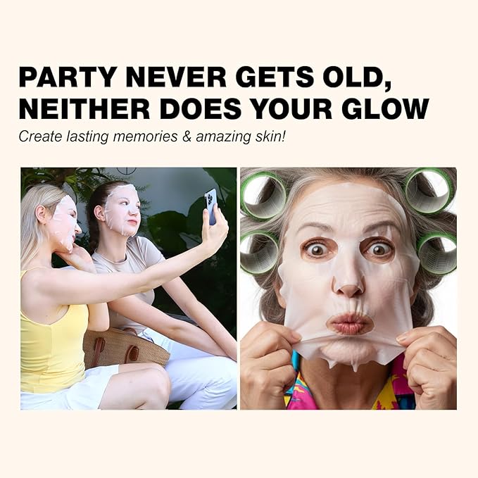 ZealSea Clean Beauty Face Masks Skincare, Minimalism 15 Ingredients Sheet Mask, Deep Hydration Facial Mask for Bouncy & Glowing, Sleepover Spa Party Supplies, Women Teen Girl Gifts Trendy Stuff, 7Pack