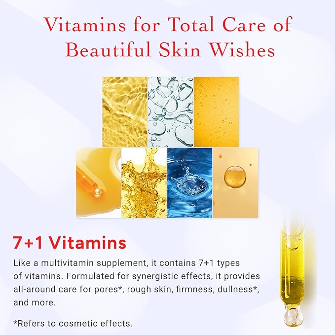 Lululun 7 Sheet Vitamin C Face Masks Skincare for Women & Men, Daily Face Mask Sheet for Pore Firming & Dull Skin, Facial Mask Sheet with 7 Herbs, Japanese Face Masks with 7+1 Vitamns Complex, HYDRA V