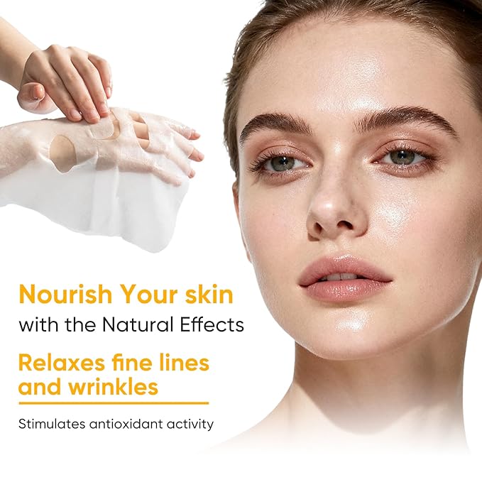 Vitamin C Face Masks Skincare, Hydrating & Moisturizing Sheet Mask for All Skin Types Skin - Firms, Tones & Smooths Fine Lines, Facial Masks for Women Skin Care, Soothe Face Sheet Masks for Spa
