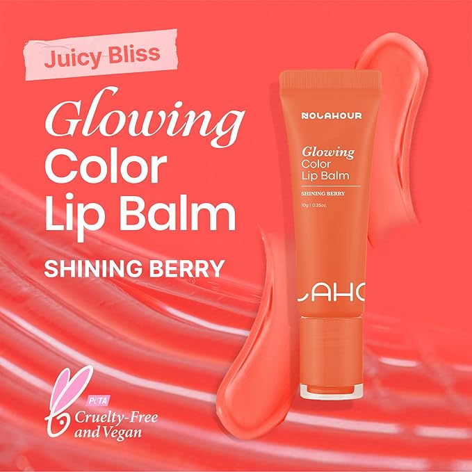 Glowing Color Lip Balm 0.35 Oz| Hydrating Lip Balm Lip Gloss for Girls | Vegan Lip Balm & Lip Plumping Gloss | Lip Glowy Balm & Lip Care for Dry Lips | Moisturizing Lip Balm Shining Berry