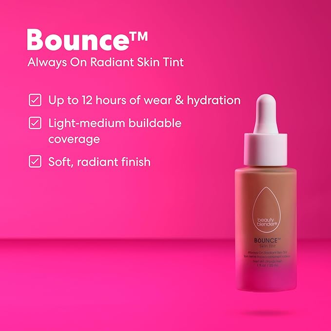 Beautyblender 12-Hour Always on Radiant Skin Tint, Breathable Serum Foundation Stays Put for All Day Long Wear, Infused with Hyaluronic Acid & Niacinamide, Medium 3