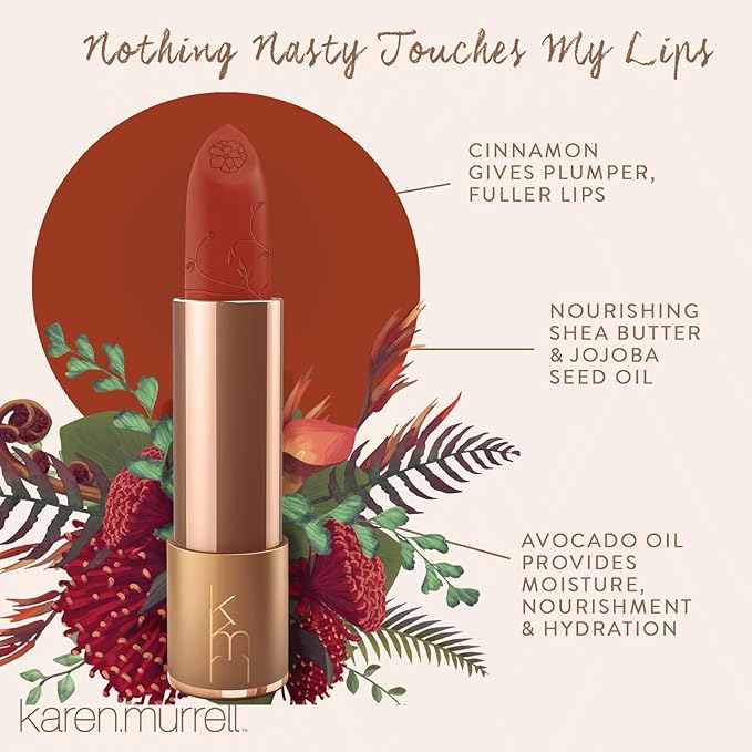 Karen Murrell - Natural Lip Stick - Lipstick 31 Desire - Brown Lipstick - Matte Finish, 100% Natural Ingredients, Moisturizes & Hydrates Lips - Paraben & Cruelty Free