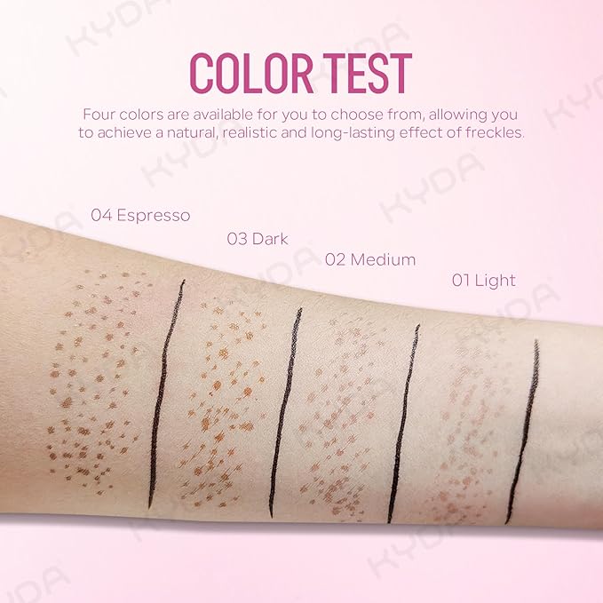 KYDA Freckle Liquid Eyeliner Pen, 2 in 1 Freckles Stamp and Black Liquid Eyeliner, Waterproof and Long lasting Soft Dot Spot Pen Realistic Fake Freckles for Natural Lifelike Sun-kissed Makeup-LIGHT