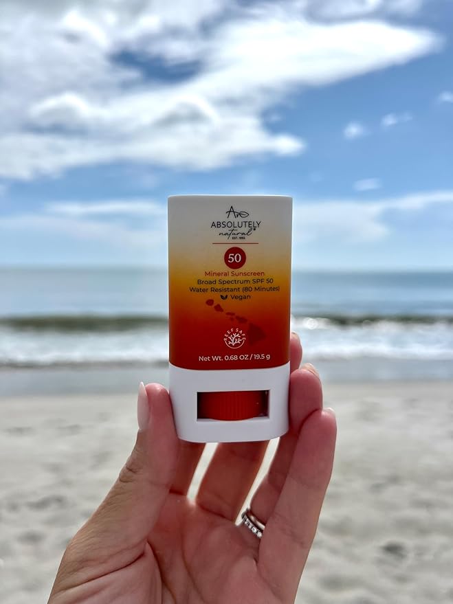 SPF 50 Mineral Sunscreen Stick with Rose Hips Oil, Cruelty Free and Reef Safe, Vegan Blend for Face and Body, Made in USA