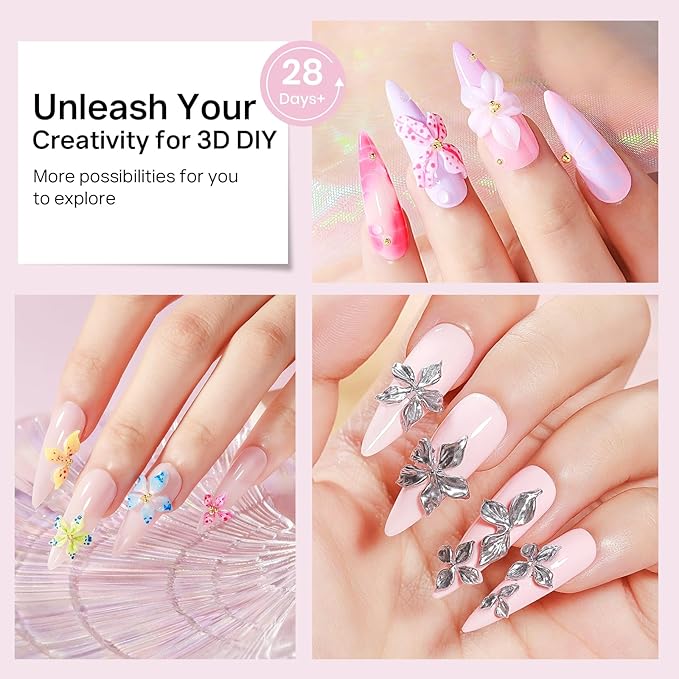 MIZHSE 2Pcs 3D Nail Gel Sculpting Gels, Clear and White Solid Builder Gel for Nails with Silicone Nail Molds Molding Gels 3D Art Non-Sticky Hand UV LED for Nails Salon Home DIY