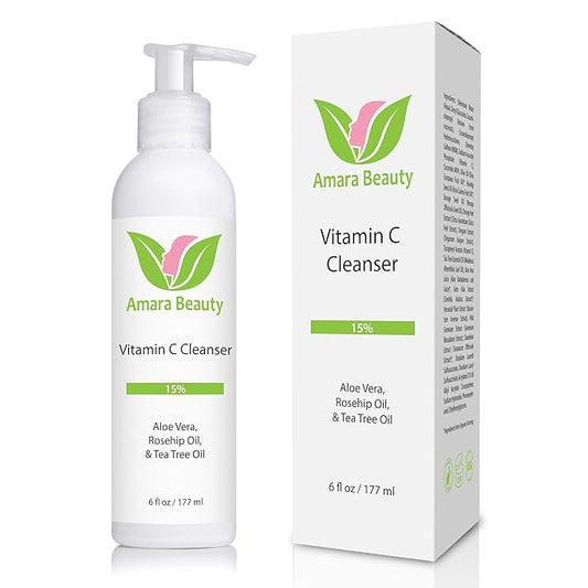 Amara Beauty Facial Cleanser with 15% Vitamin C, Aloe Vera, Rosehip Oil & Tea Tree Oil, 6 fl. oz.