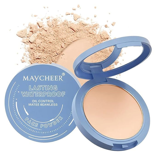 Maycheer Face Powder, Maycheer Setting Powder, Maycheer Lasting Waterproof Oil Absorbing Pressed Powder Compact, Lightweight Finishing Pressed Powder Compact (Calassic Ivry, 01)