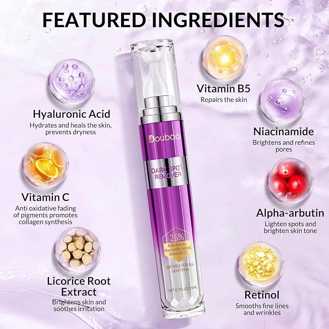 Dark Spot Remover for Face and Body, Age Spot Sun Spot Freckles Remedy Corrector Serum,Melasma Treatment for Face, Advanced Fade Cream for Uneven Skin Tone with 360° Roller Massage Ball, 0.5 FL oz