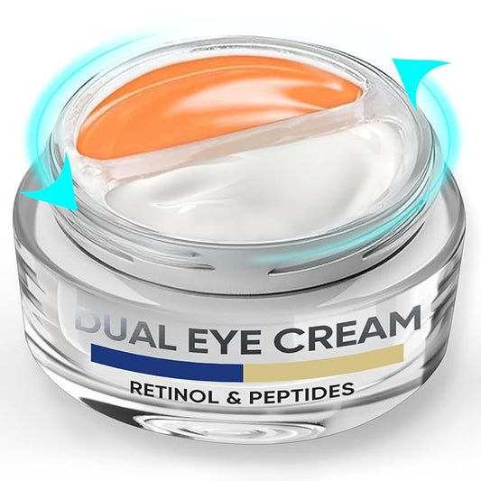 Eye Cream, Dual Eye Cream Anti Aging with Advanced Retinol and Peptides, Under Eye Cream for Dark Circles, Fine Lines, Puffiness and Bags Under Eyes