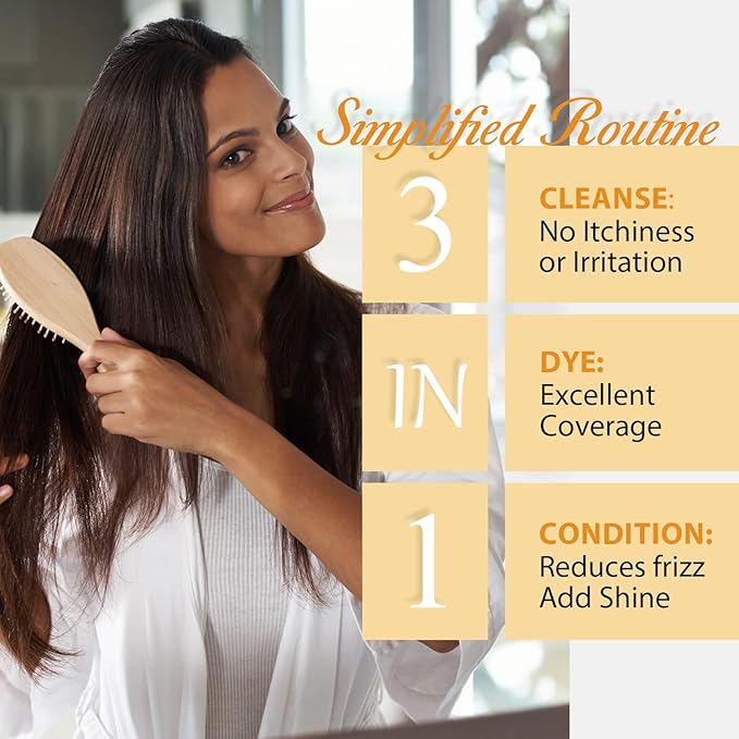 Dark Brown Hair Dye Shampoo for Gray Hair, Natural Color Shampoo Hair Dye for Women & Men, Hair Instant Dye Shampoo Colors Hair in Minutes, Champu Para Canas, 3-in-1 Shampoo for Dyeing Gray, 500 Ml