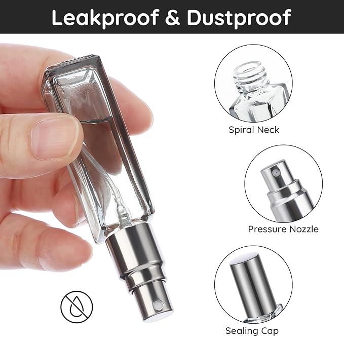 Segbeauty Travel Perfume Bottle Refillable, Empty Mini Portable Perfume Atomizer with Funnel, 5 Set of 10ML Glass Spray Bottle Fine Mist Leak-proof Sprayer Travel Sample Bottles for Cologne Fragrance