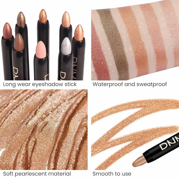 Kaely 8Pcs Cream Eye Shadow Sticks Set, Matte Shimmer Eyeliner Pencil Eyeshadow Palette Makeup, Eye Highlighter Brightener Stick for Older Women Waterproof Pigmented, sombras para ojos 05