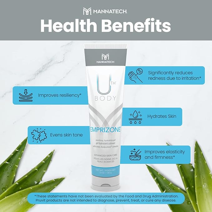 Mannatech Emprizone 5oz, Contains Aloe Vera Gel for Skin, Soothe Minor Skin Irritations, Hydrating Gel Balanced pH-levels, Paraben & Fragrance-free, Allergy tested, Dermatologist tested w/Ambrotose