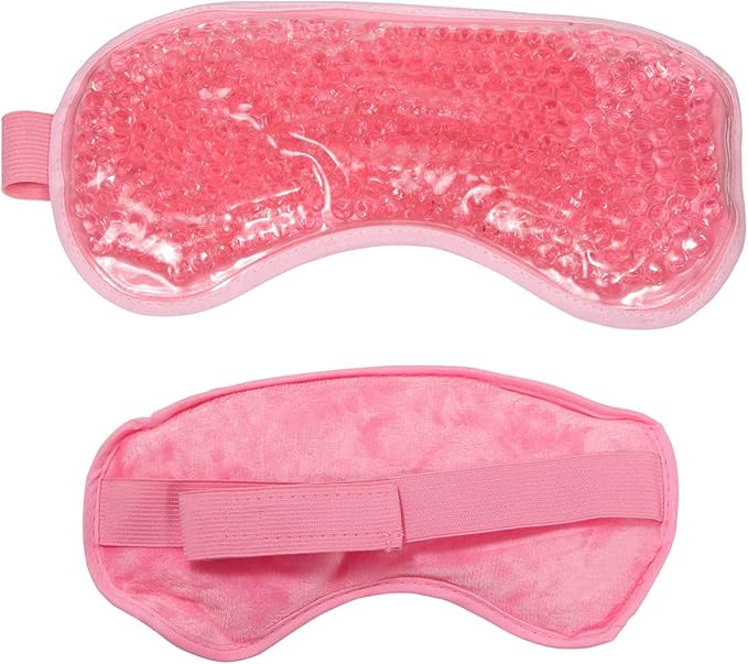 Cooling Eye Mask Reusable Gel Eye Mask for Puffy Eyes,Ice Eye Mask Cold Eye Mask Frozen with Plush Backing for Headache,Migraine,Stress Relief-Color Pastel Pink
