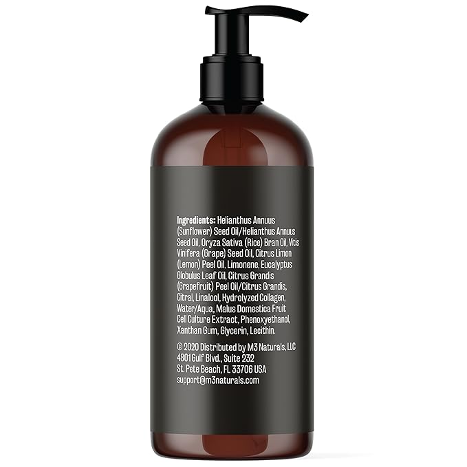 M3 Naturals Firming Body Massage Oil with Collagen & Stem Cell – Helps Smooth The Appearance of Cellulite & Improve Skin Texture – Refreshing Aromatherapy Body Oil for Legs & Full Body – 8 Fl Oz