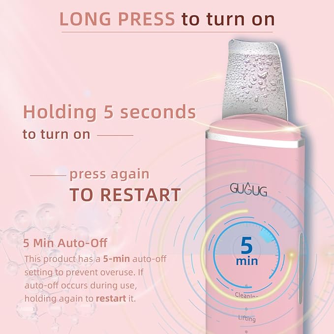 GUGUG Skin Scrubber Face Spatula Skin Spatula Pore Cleaner Blackhead Remover Tools for Facial Deep Cleansing-4 Modes, Pink