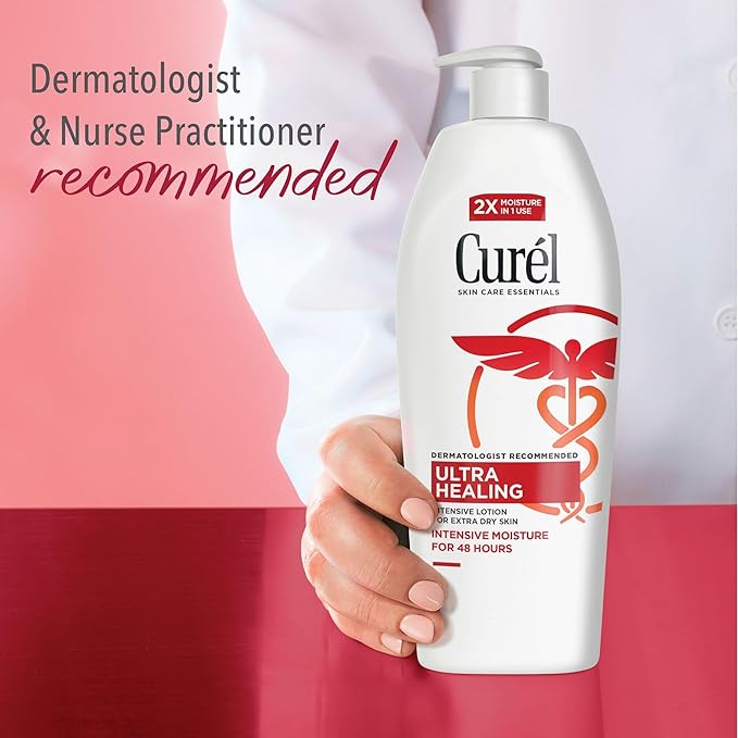 Curel Ultra Healing Intensive Fragrance-Free Lotion For Extra-Dry Skin, Dermatologist Recommended, Ideal for Sensitive Skin, Cruelty Free, Paraben Free, 20 Oz