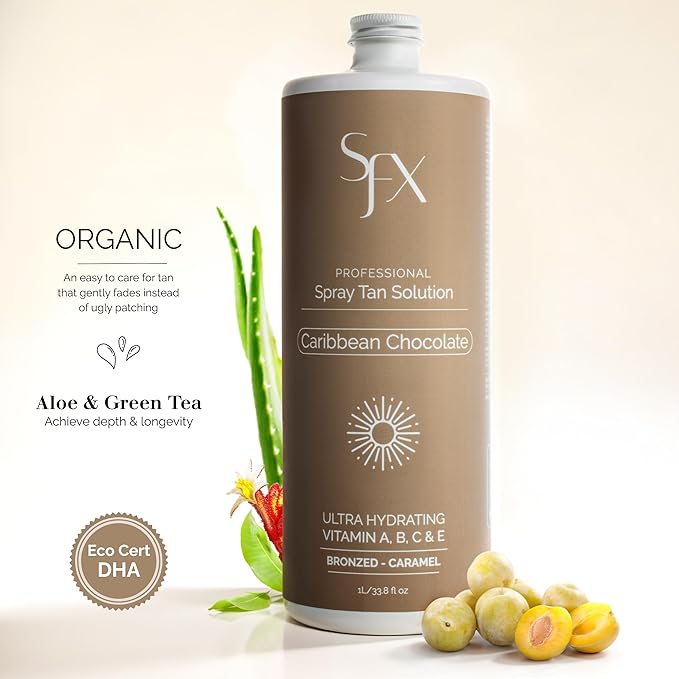 SunFX Caribbean Chocolat-All Natural Spray Tanning Solution 4 Fl Oz | DARK SUMMER)
