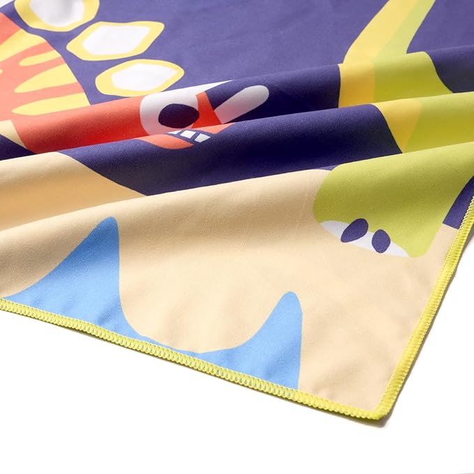 Eunzel Microfiber Kids Beach Towel, Quick Dry Towels for Girls & Boys Sand Free Travel Towel for Beach, Camping, Swim Pool 60"x30"，Colorful Dinosaur