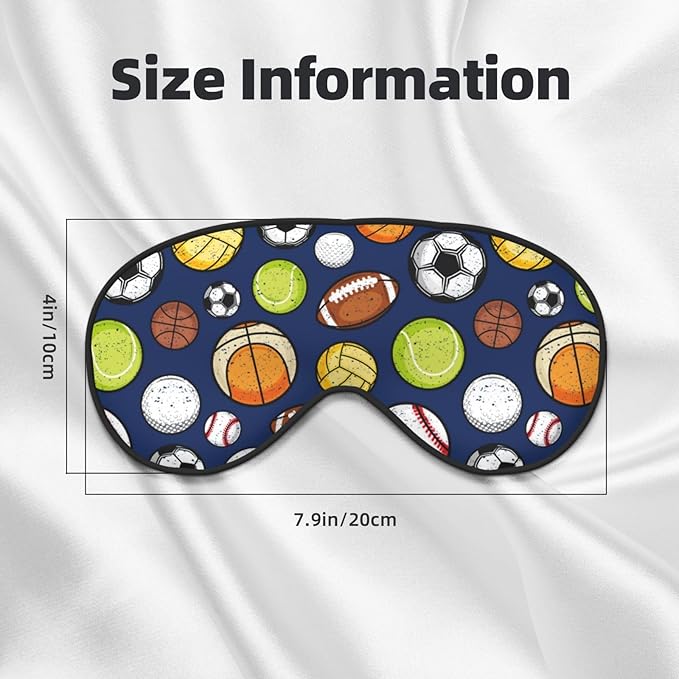 Sleep Eye Mask Retro Colorful Sport Balls Sleep Mask for Women Men Comfortable Eye Mask with Adjustable Strap Soft Eye Cover Blindfold for Travel Yoga Nap Shift Work