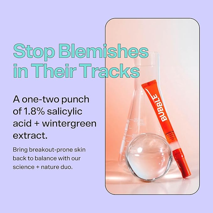 Bubble Skincare Knock Out 1.8% Salicylic Acid Acne Spot Treatment - Deep Cleansing Blemish Spot Treatment with Wintergreen & Willow Bark Extract - Clarifies & Calms Oily Skin (10ml) (Pack of 2)