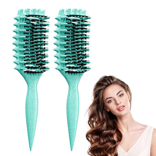 Curl Defining Brush, Curly Hair Brush Defining with Side Gear for Combing, Shaping, and Styling Curly Hair, Lightweight Candy Brush Suitable for All Wet or Dry Hair Types for Women and Men (Green 2PC)