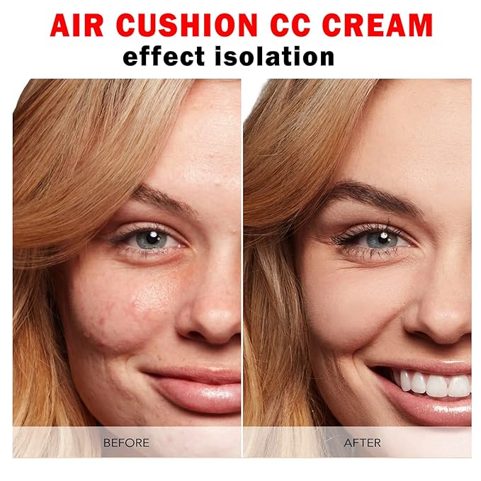 Mushroom Head Air Cushion CC Cream BB Cream Foundation Face Makeup,Full Coverage Foundation Moisturizing Concealer Makeup Base,Long Lasting Cushion Foundation with Mushroom Makeup Sponge (Natural)