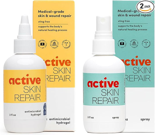 Active Skin Repair - First Aid Natural & Non-Toxic Healing Ointment & Antiseptic Spray for Minor Cuts, Wounds, Scrapes, Rashes, Sunburns, and Other Skin Irritations (Bundle, Combo, 3 oz Each)
