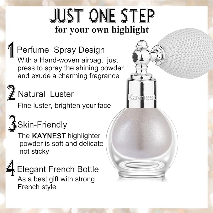 Shimmering Spray Powder Sparkle Powder, kaynest Body Glitter Face High Gloss Spray Highlighter Loose Powder Makeup Spray for Women Hair Nails Makeup (Metallic Silver)