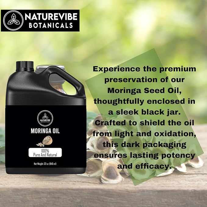 Naturevibe Botanicals Moringa Oil 32 Ounces | 100% Pure and Natural | Great for Skin Care and Hair Care