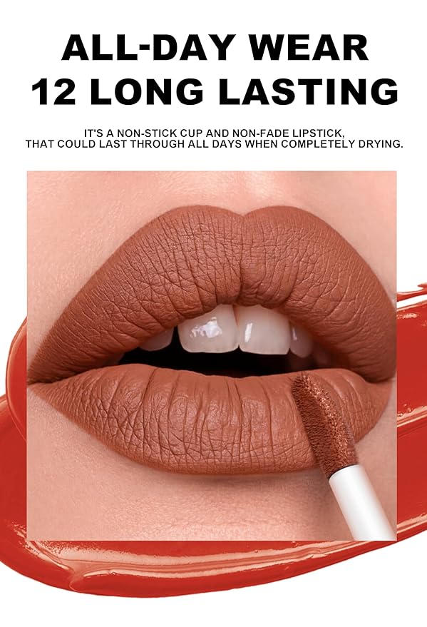 12 Colors Book Style Velvet Matte Liquid Lipstick Christmas Gift Set Long-Lasting Non-Stick Cup Not Fade Shimmer Nude Lip Gloss Thanks For the Love Lip Set (Set C)