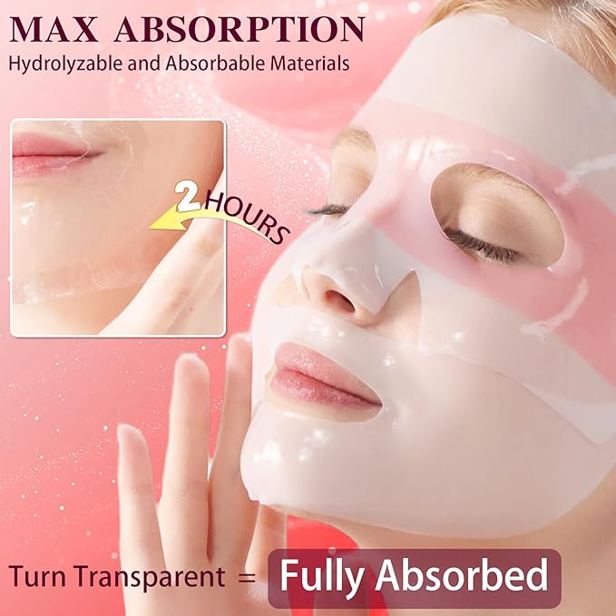 Vital-Eyes Collagen Face Mask - Firming Eye Patch & Hydrating Sheet Masks in One with Ginseng Extract, Retinol & Peptides - Overnight Facial Masks for Women Skin Care - Wrinkle & Dry Skin, 4EA