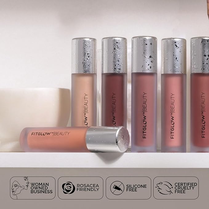 FITGLOW Beauty Lip Colour Serum | Hydrating Lip Gloss | Plumping Anti-Aging Lip Treatment | Natural Shine with Pomegranate Sterols & Collagen | Buildable Color for Dry Chapped Lips | Kind - 10g