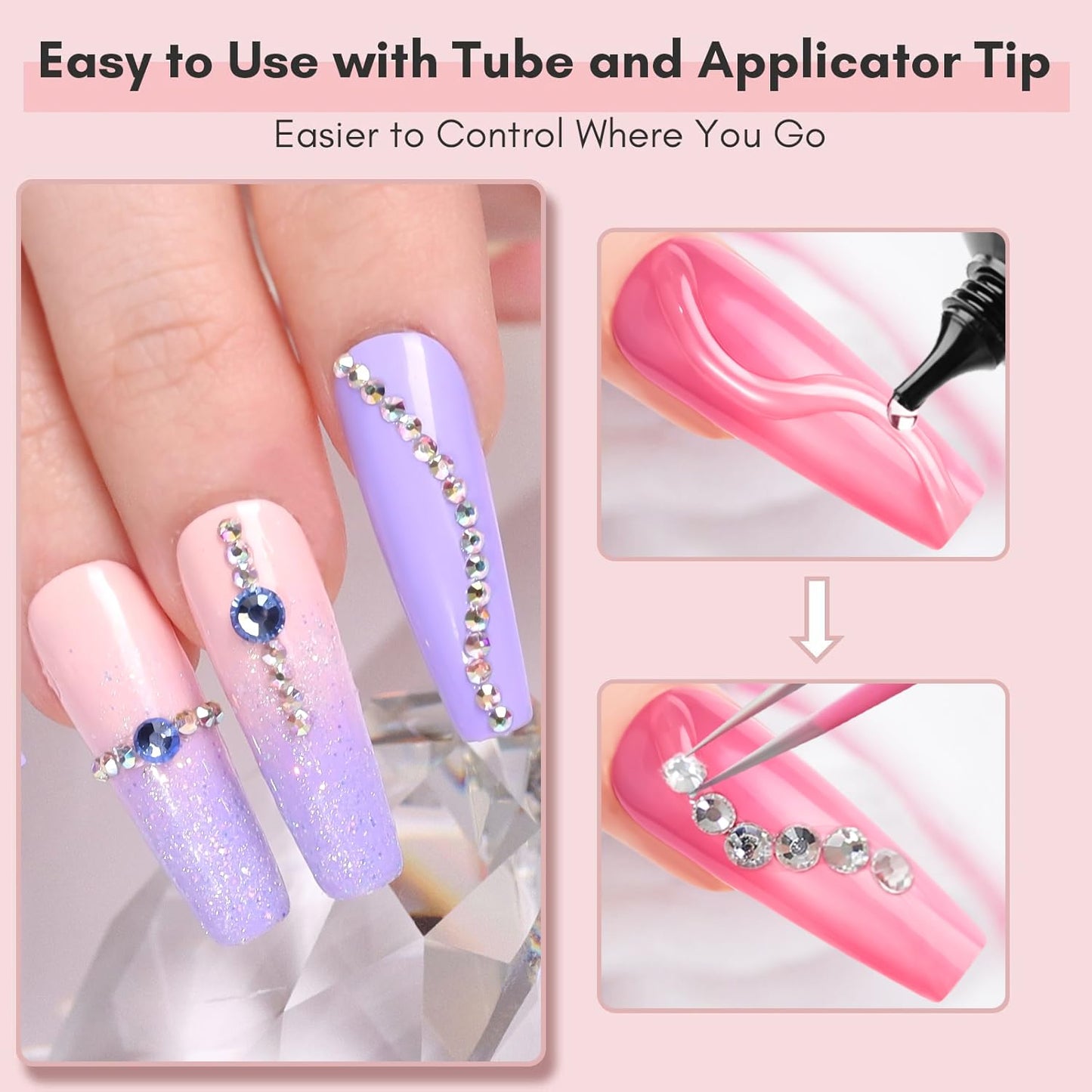 Makartt Nail Rhinestone Glue: Super Strong Gel Glue for Nail Art Decorations, Charms, 3D Bling, Gems, Jewel Diamonds 30ML Cured Need Beauty