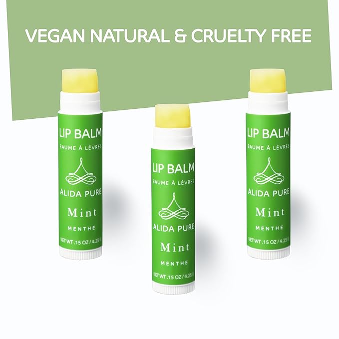 Mint Lip Balm Collection, Vegan Lip Balm Set, Beeswax Free, with Avocado Oil, Organic Jojoba Oil, and Vitamin E, Natural Moisturizer for Dry, Chapped Lips, 3 Tube Set
