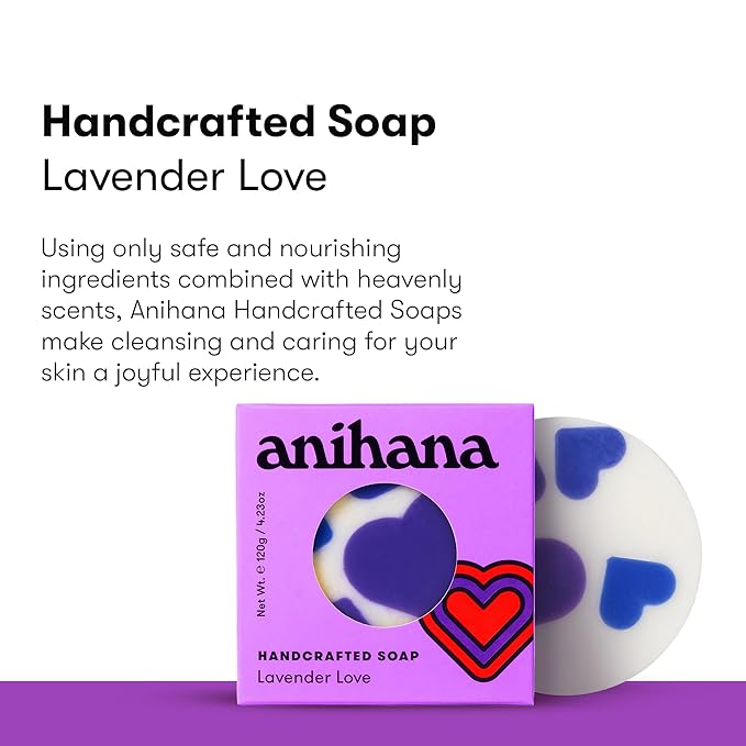 ANIHANA Handcrafted Natural Soap with Coconut Oil, Gentle Cleansing, Paraben Free, Refreshing Lavender Love Scent, 4.23 oz