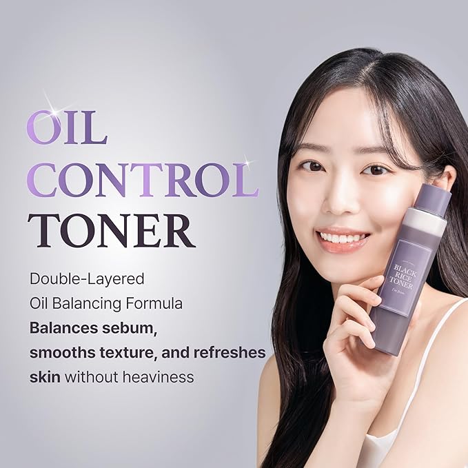 I'm from Black Rice Toner for Oily Skin, Sebum Control Toner, Lightweight, Niacinamide, Panthenol, Fragrance Free, Korean Skin Care, 150ml, 5.07 fl.oz