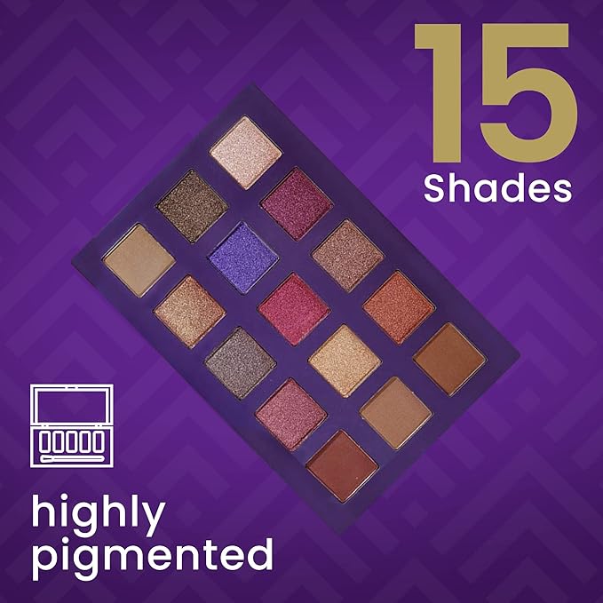 Cosmetics - Twilight, 15-Color Eyeshadow Palette, Highly Pigmented, Long-Wearing, Easy-to-Blend, Blue & Purple Matte, Metallic & Shimmer Eye Shadow, Professionally Formulated Eye Makeup