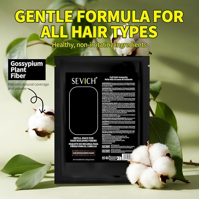 SEVICH Hair Fibers Refill 100g - Compatible with Most Brand Bottles | Hair Building Fibers for Thinning Hair | Instant Thickening Powder for Men & Women | 5-Second Natural Coverage,Medium Blonde