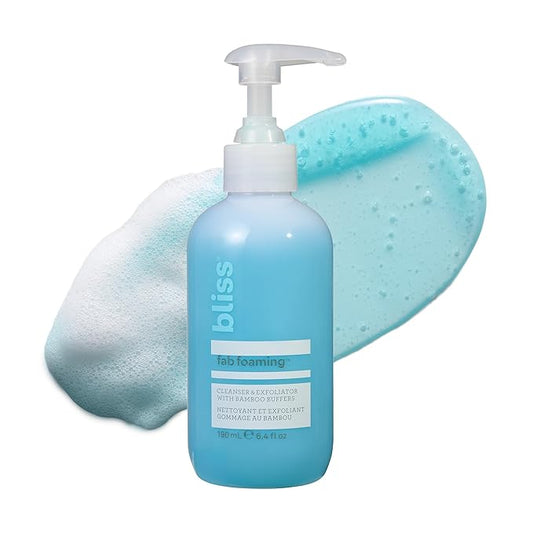 Bliss Fab Foaming 2-In-1 Cleanser and Exfoliator with Bamboo Buffers - 6.4 Fl Oz - Oil-Free Gel Face Wash - Makeup Remover - Vegan & Cruelty Free