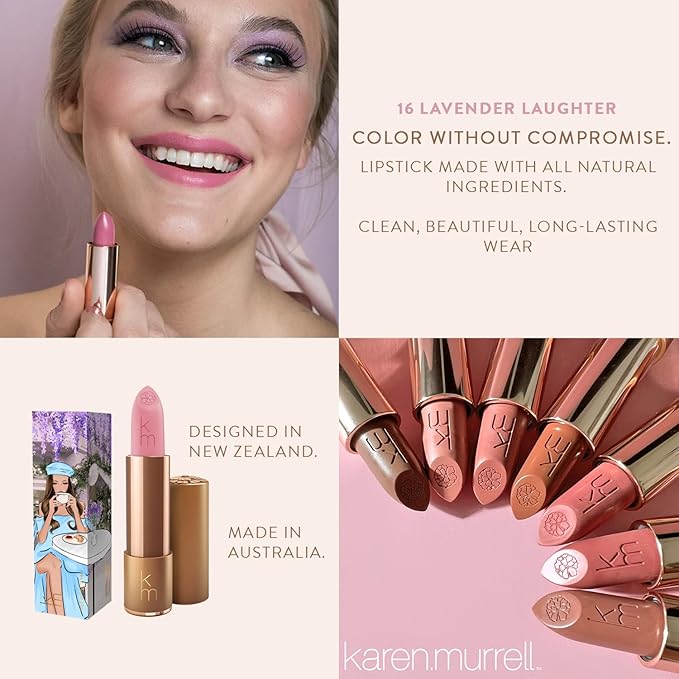 Karen Murrell - Natural Lip Stick - Lipstick 16 Lavender Laughter - Violet Lipstick - Matte Finish, 100% Natural Ingredients, Moisturizes & Hydrates Lips - Paraben & Cruelty Free